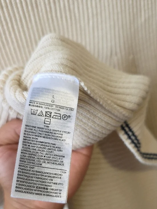 GAP old Money Classic Cream Ribbed Polo Mini Dress with Black Trim RSP $80 - Picture 8 of 8